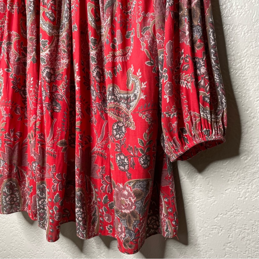 Free People Rain or Shine Printed Dress Poppy Combo Paisley Tunic Boho Flowy - Picture 11 of 15